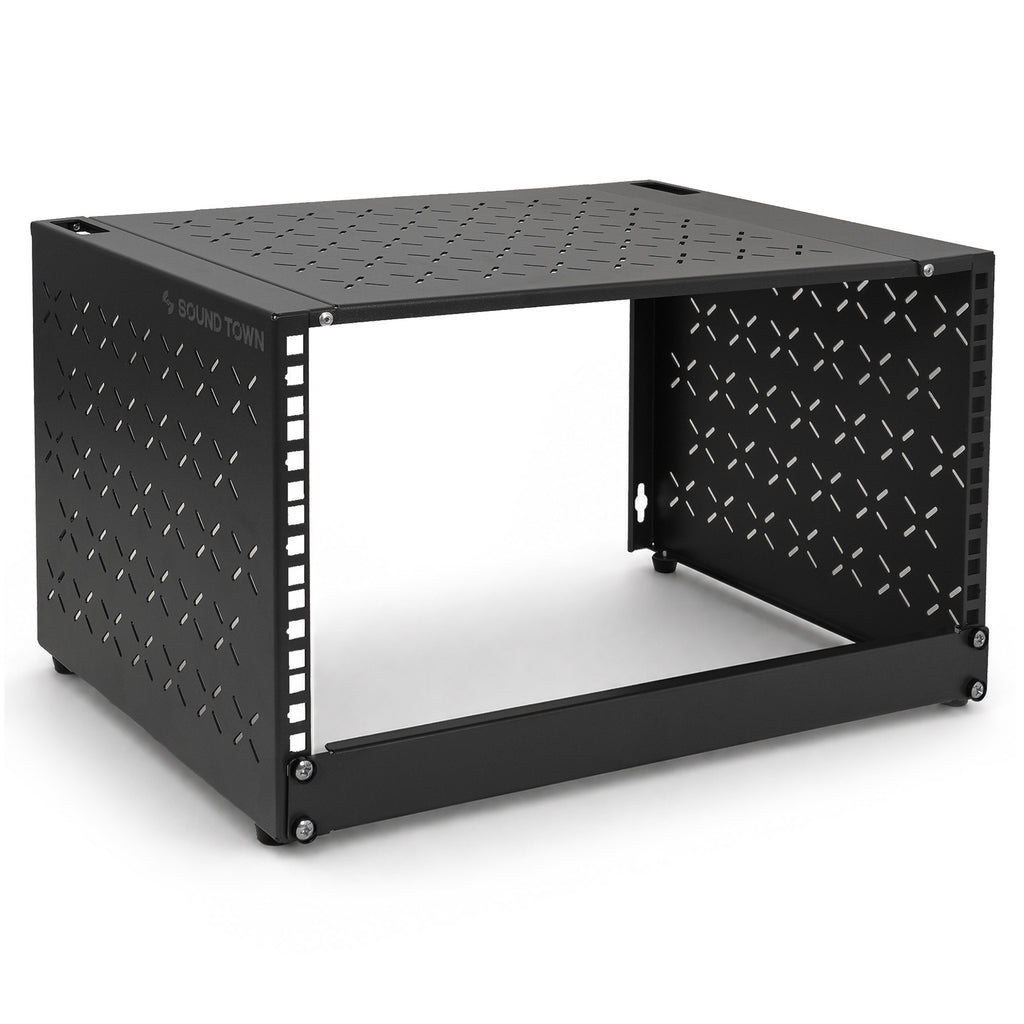 Sound Town STWOR-6U | 6U Foldable Wall-Mount & Desktop Open Frame Server Rack with 12" Depth for Network Equipment, Switches, Routers, Patch Panels, NAS, PDUs - Right