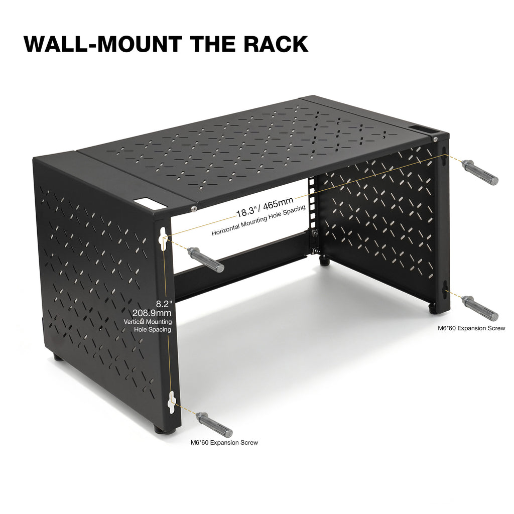 Sound Town STWOR-6U | 6U Foldable Wall-Mount & Desktop Open Frame Server Rack with 12" Depth for Network Equipment, Switches, Routers, Patch Panels, NAS, PDUs - Screw Installation