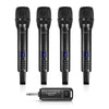 Sound Town SWM-01U4 | 2.4G Hz Rechargeable Wireless Mic System w/ 4 Mics, 1/4" Mini Portable Receiver, Built-in EQ, Effects for Karaoke, Events, Church, Meetings
