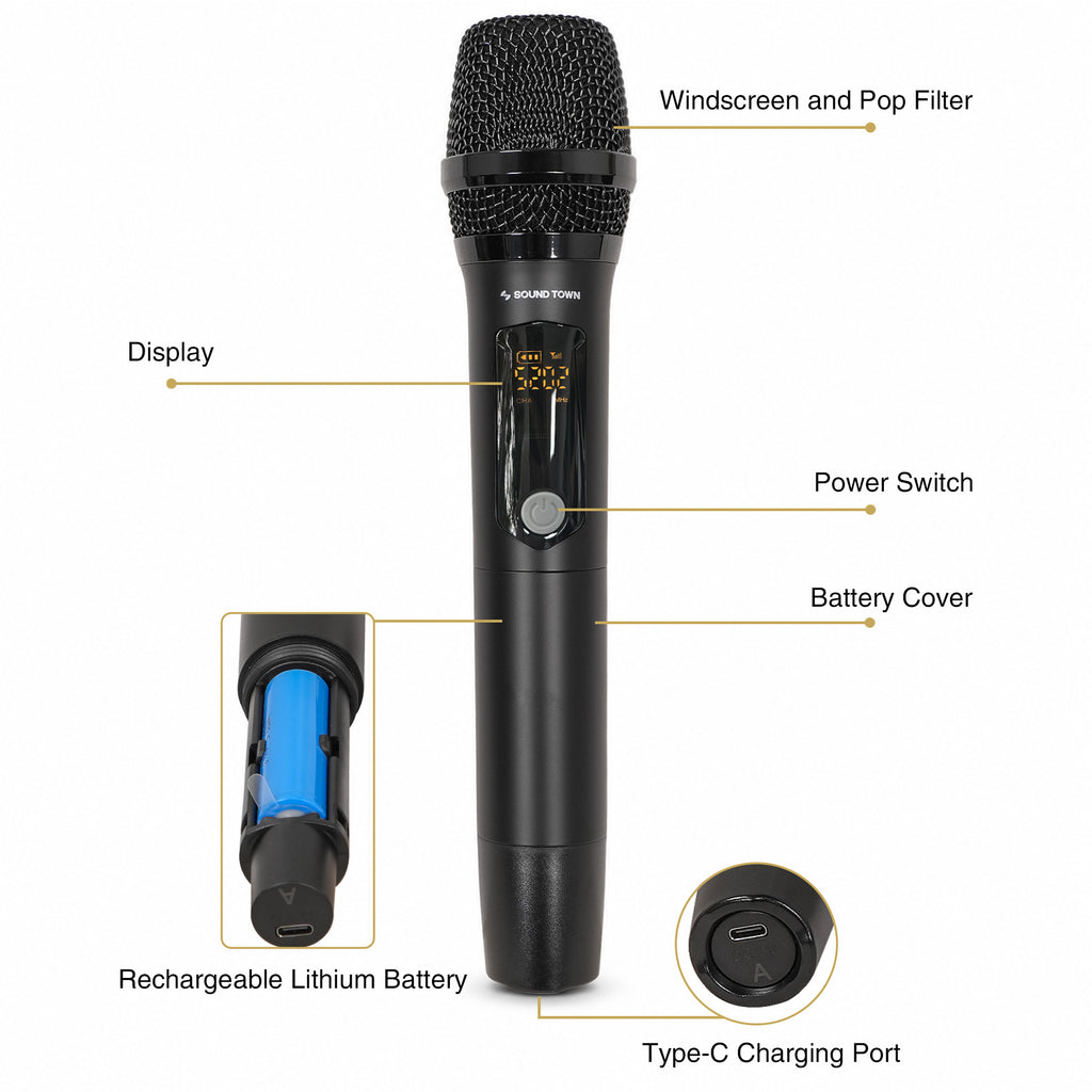 SWM15-4MAX | 32-Channel Wireless Microphone Karaoke Mixer with 4 Rechargeable Metal Mics, Optical (Toslink), AUX for Smart TVs, Soundbars & Home Receivers - Features