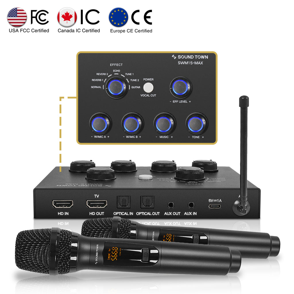 SWM15-MAX | 16 Channels Wireless Microphone Karaoke Mixer System ...