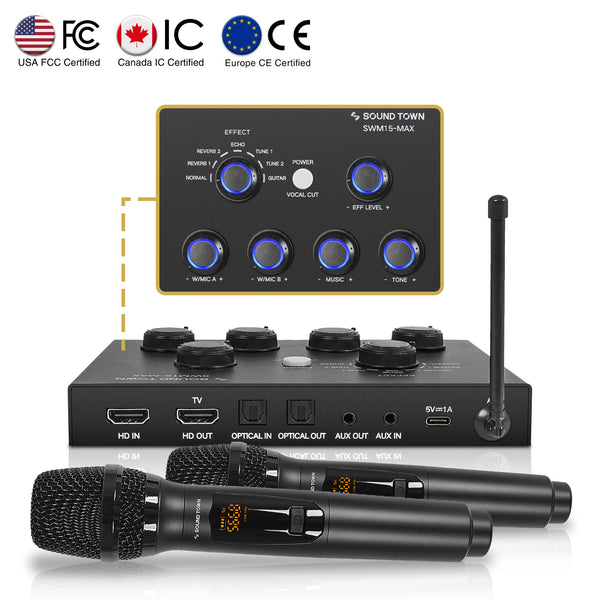 SWM15-MAX | 16 Channels Wireless Microphone Karaoke Mixer System