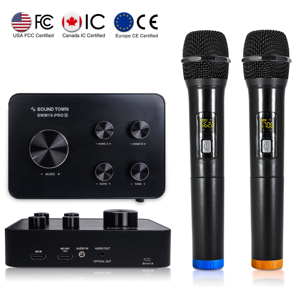 SWM15-PRO Wireless Karaoke Microphone Mixer System w/ HD ARC ...