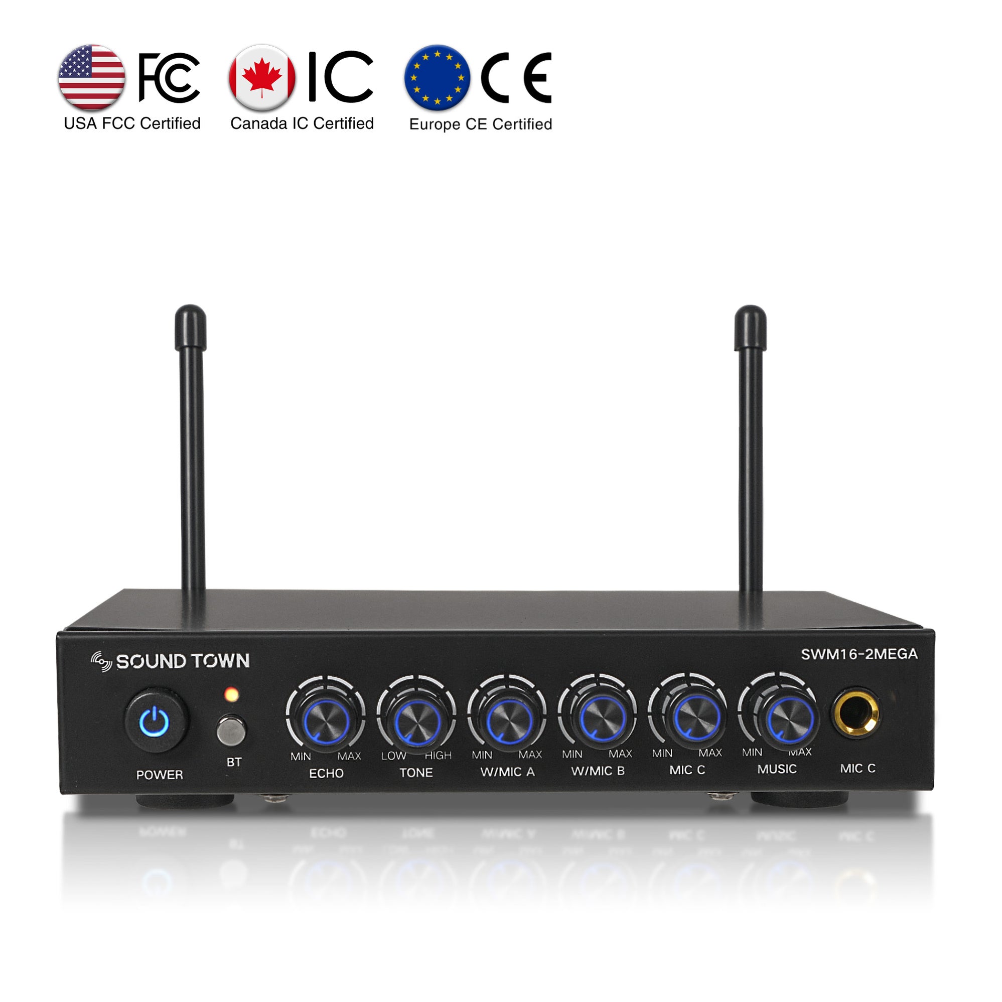 SWM16-2MEGA | 100 Channels Wireless Microphone Karaoke Mixer System ...