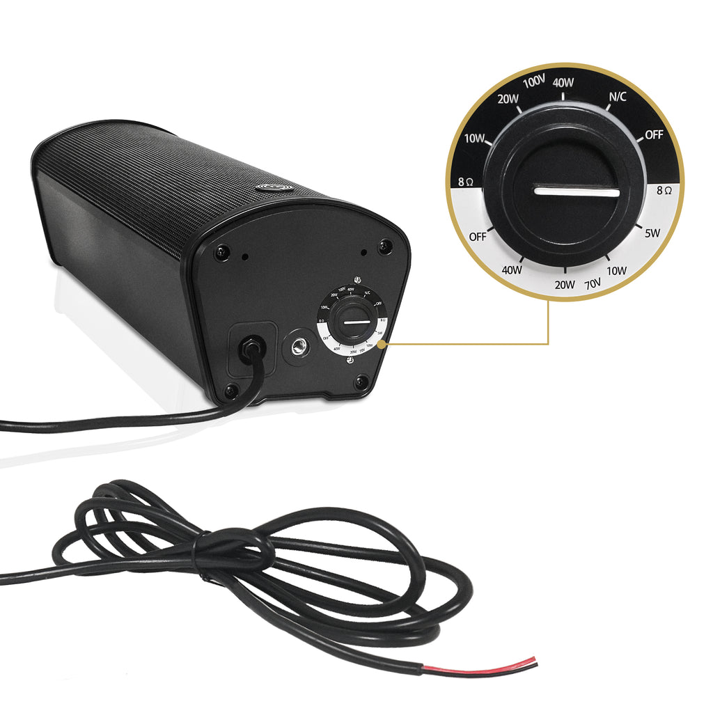 Sound Town TARVOS-CL25B-PAIR-R | REFURBISHED: Pair of Passive 70V/100V Dual 5" Weather-Resistant Column Array Speakers, w/ IP55-rated Aluminum Enclosure, for Home & Commercial, Black-Tap Selector Settings, Power Tap Switch