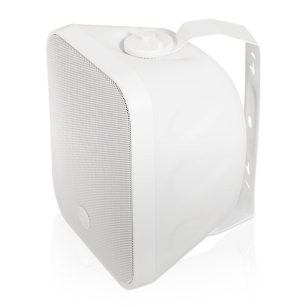 Sound Town TARVOS-MS5W-PAIR-R |  REFURBISHED: Pair of Passive 70V/100V 5.25" Weather-Resistant Surface-Mount Speakers, w/ IP55-rated Enclosure, for Home & Commercial, White-Left Side