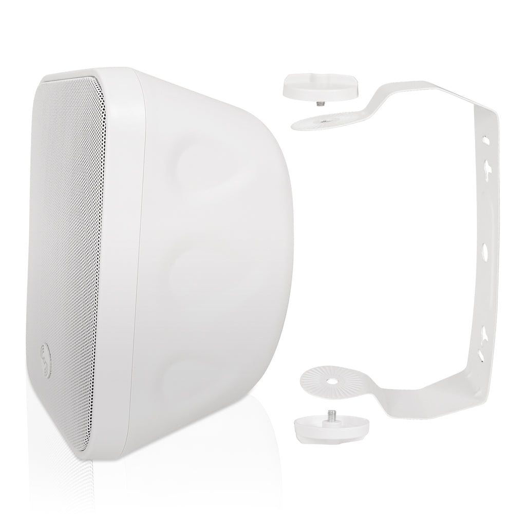 Sound Town TARVOS-MS5W-PAIR-R | REFURBISHED: Pair of Passive 70V/100V 5.25" Weather-Resistant Surface-Mount Speakers, w/ IP55-rated Enclosure, for Home & Commercial, White-Wall Mount Brackets