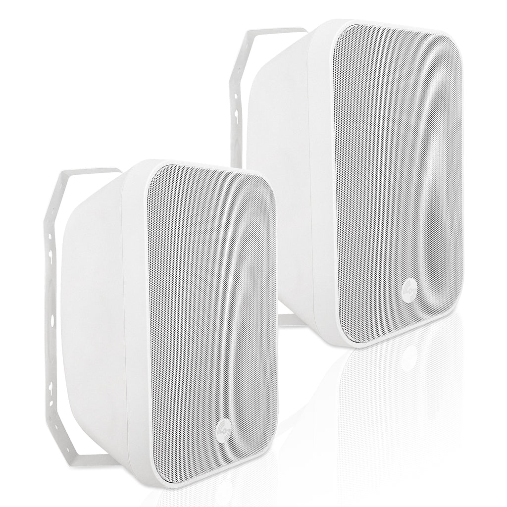 Sound Town TARVOS-MS6W-PAIR-R | REFURBISHED: Pair of Passive 70V/100V 6.5" Weather-Resistant Surface-Mount Speakers, w/ IP55-rated Enclosure, for Home & Commercial, White-Right Angle