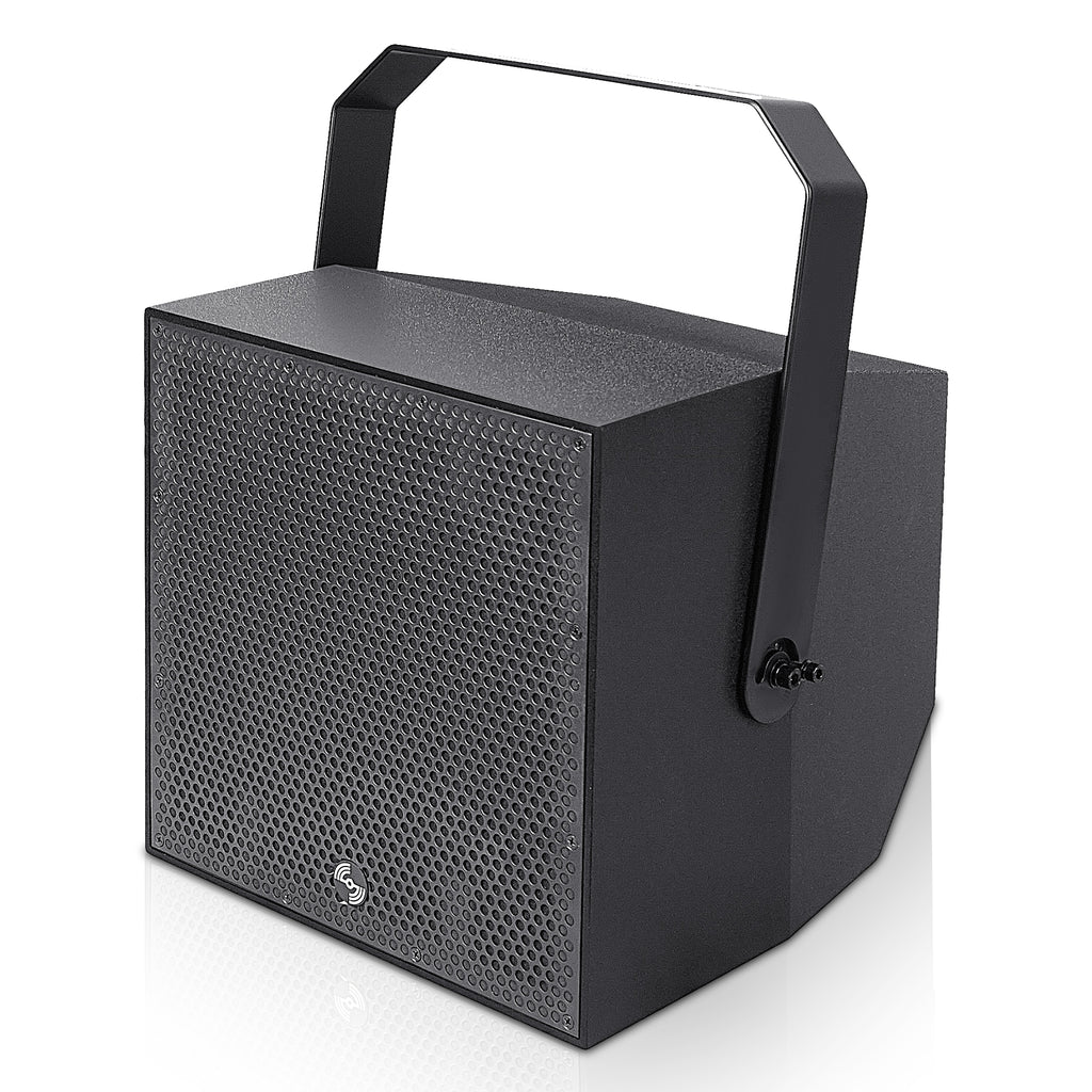 Sound Town TITAN-10B | 2-Way 10" Weatherproof IP66 Coaxial Loudspeaker with Surface-Mount U-Bracket for Outdoor Installations, 70V/100V/8Ω, Black - Left Panel