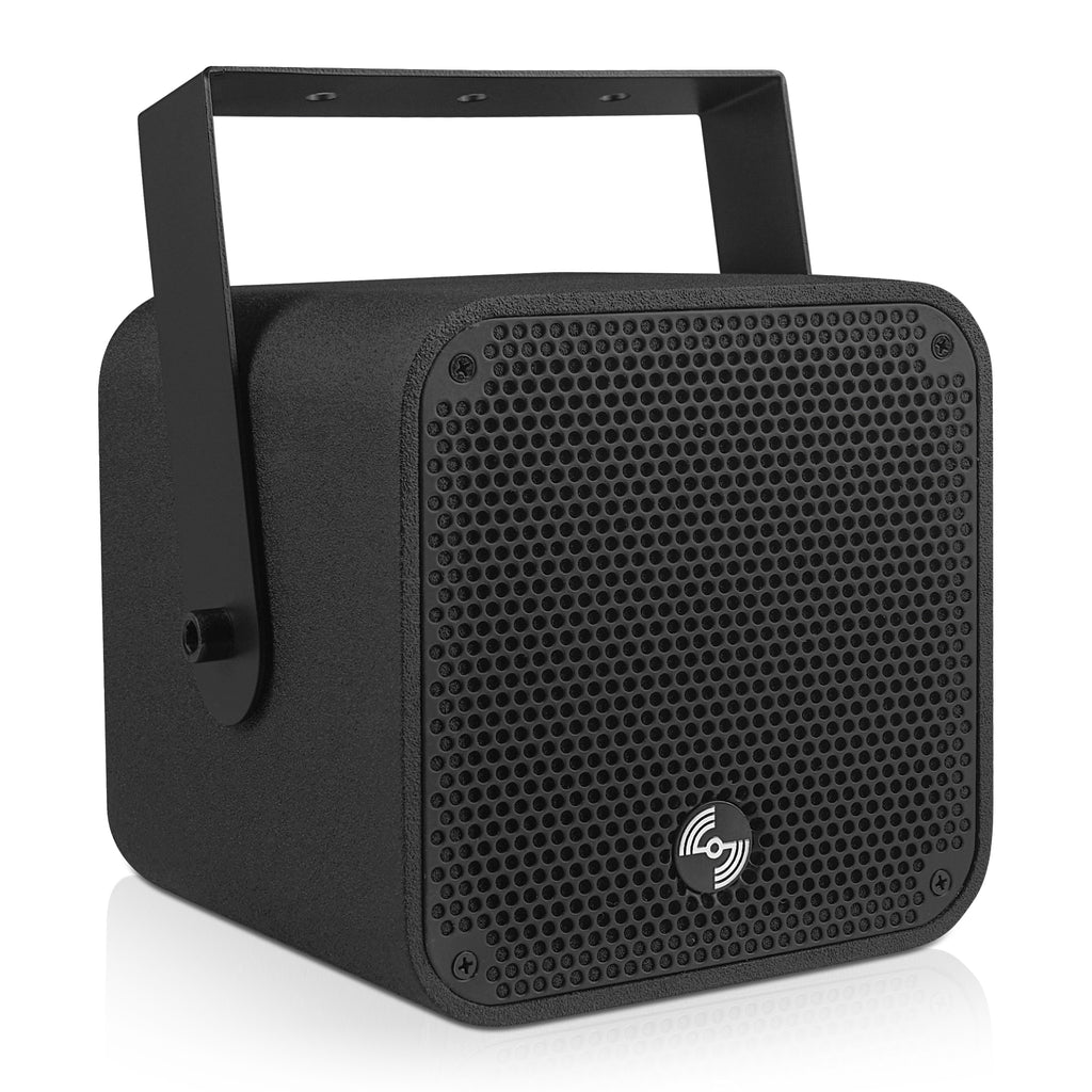 Sound Town TITAN-5B | 2-Way 5" Weatherproof IP66 Coaxial Loudspeaker with Surface-Mount U-Bracket for Outdoor Installations, 70V/100V/8Ω, Black - Right Angle 
