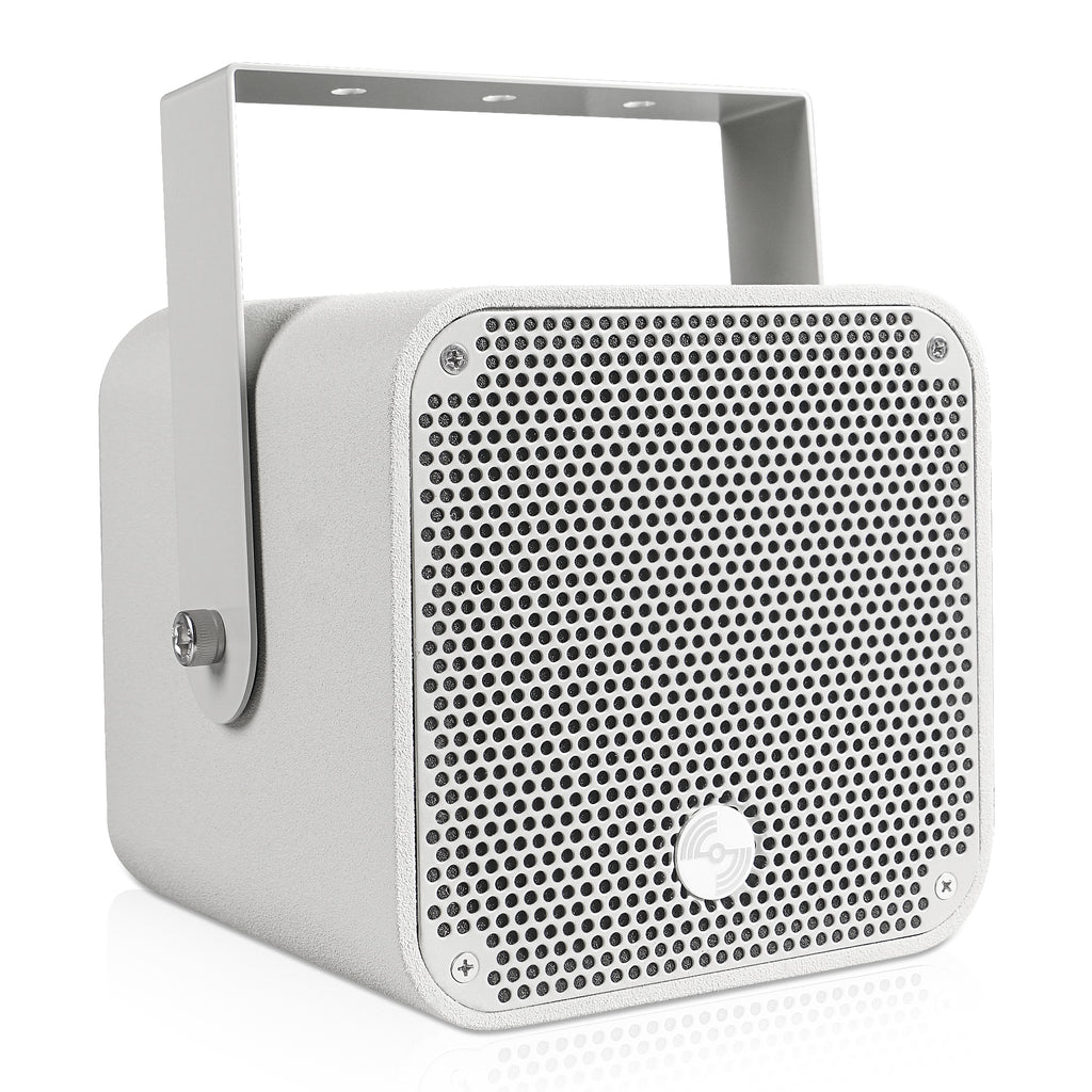 Sound Town TITAN-5G | 2-Way 5" Weatherproof IP66 Coaxial Loudspeaker with Surface-Mount U-Bracket for Outdoor Installations, 70V/100V/8Ω, Gray - Right Angle
