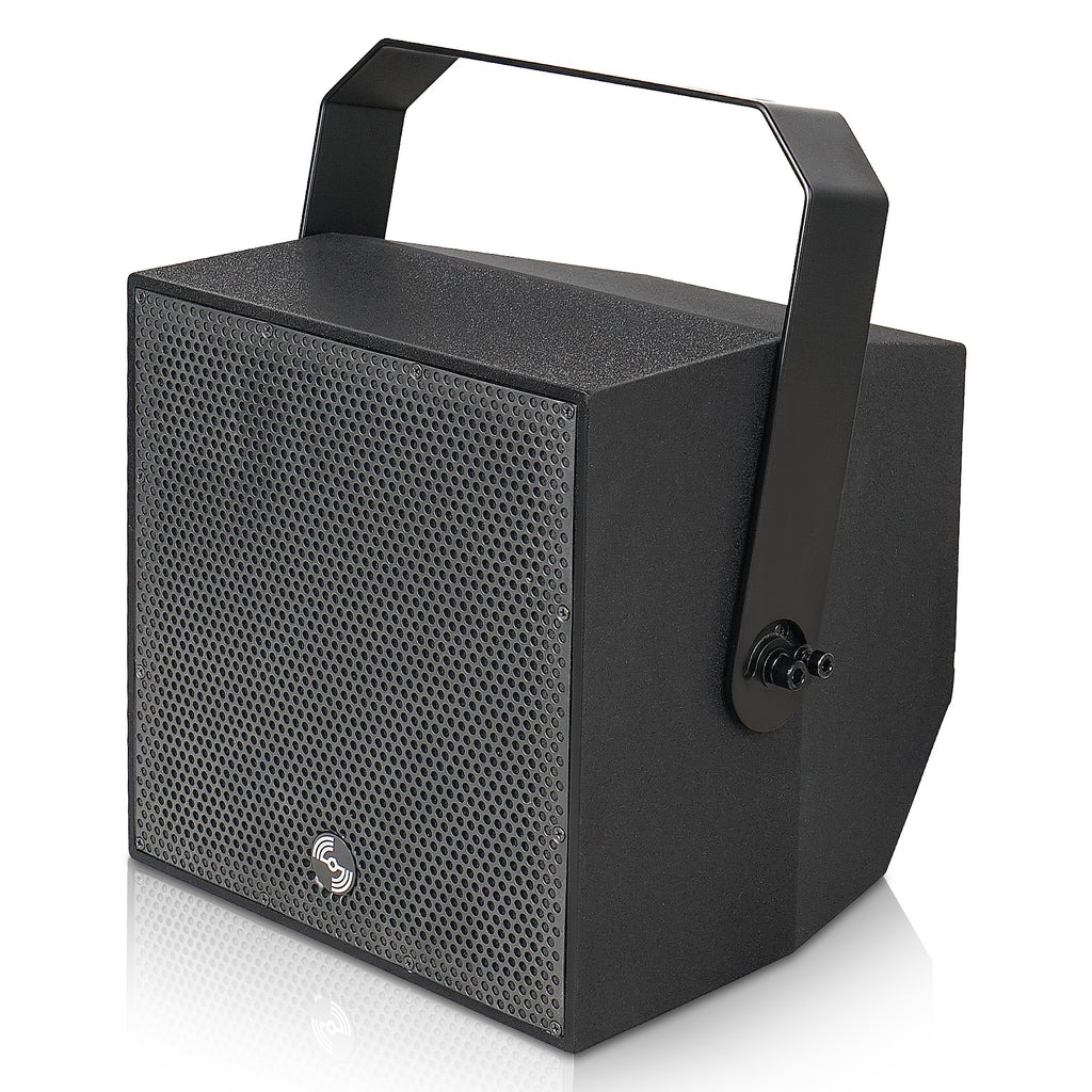 Sound Town TITAN-6B TITAN-6B | 2-Way 6.5" Weatherproof IP66 Coaxial Loudspeaker with Surface-Mount U-Bracket for Outdoor Installations, 70V/100V/8Ω, Black - Left Panel