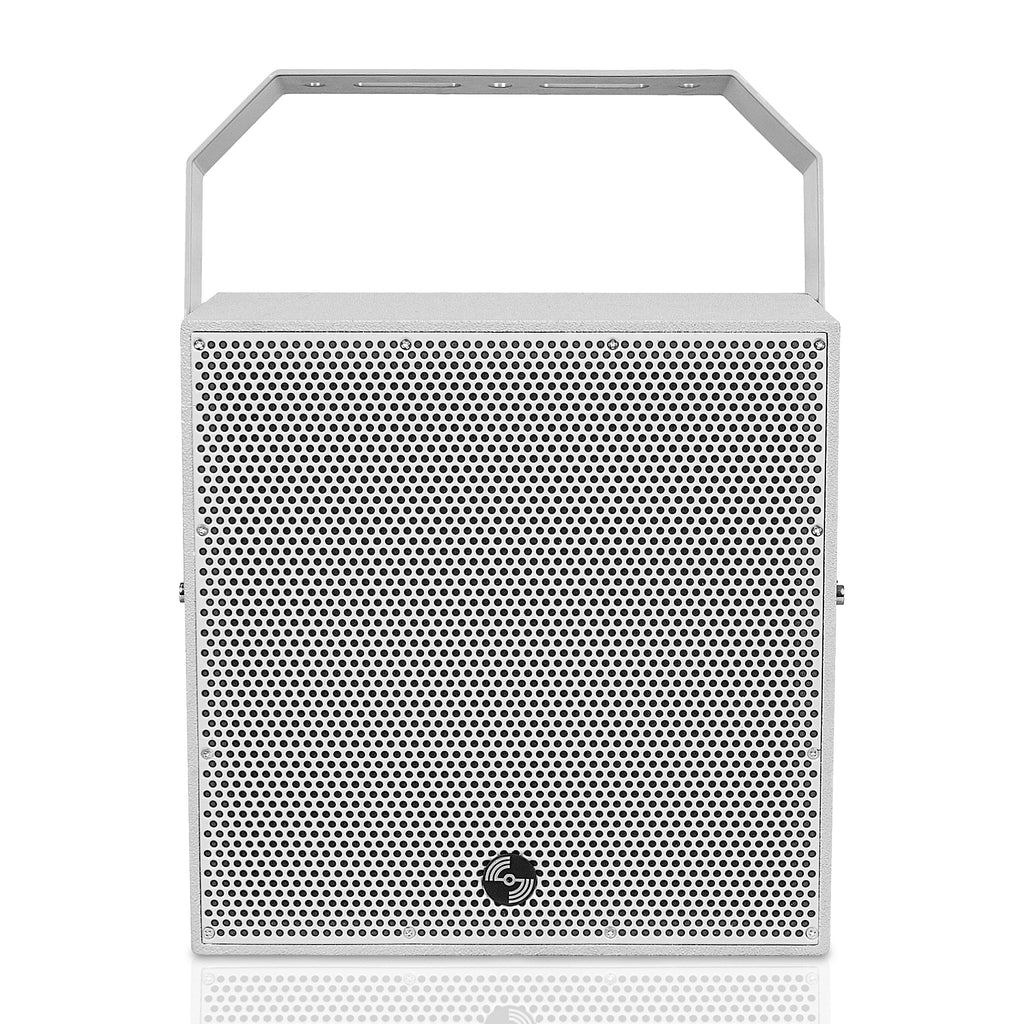 Sound Town TITAN-8G | 2-Way 70V/100V 8" Coaxial Weather-Resistant Installation Loudspeaker with U Bracket, Gray - Front Panel, Water-Resistant