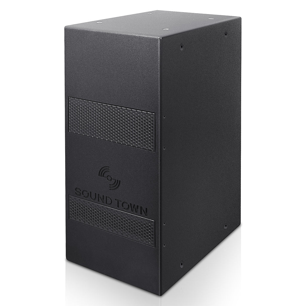 Sound Town TITAN-S28B | Dual 8" Weatherproof IP66 700W Subwoofer with Folded Horn Design for Outdoor Installations, Black - Left Panel