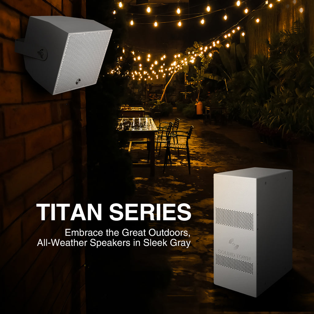Thị trấn âm thanh TITAN-S28G | Loa siêu trầm kép 8 inch chịu được thời tiết với thiết kế sừng gấp, màu xám - Ứng dụng ngoài trời