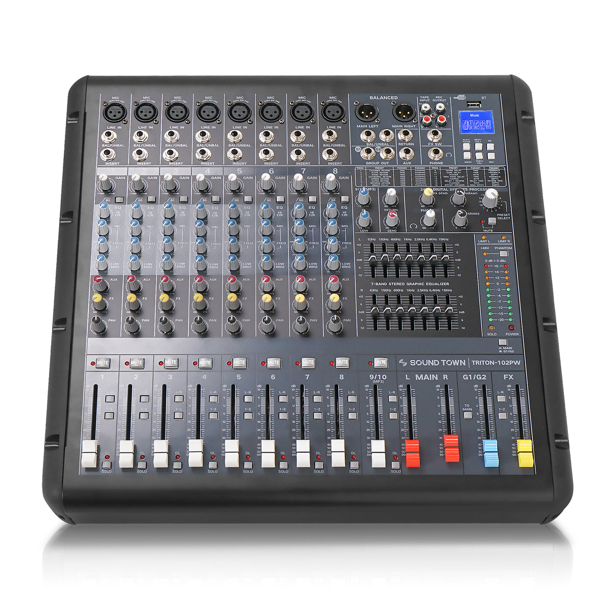 TRITON-102PW | 10-Channel 2x800W Powered Mixer w/ 2 Bus, DSP