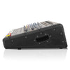 Sound Town TRITON-142PW-R | REFURBISHED: 14-Channel 2x800W Powered Mixer w/ 2 Bus, DSP effects, USB MP3, Dual 7-band EQ, Phantom Power-Side View with Handle 