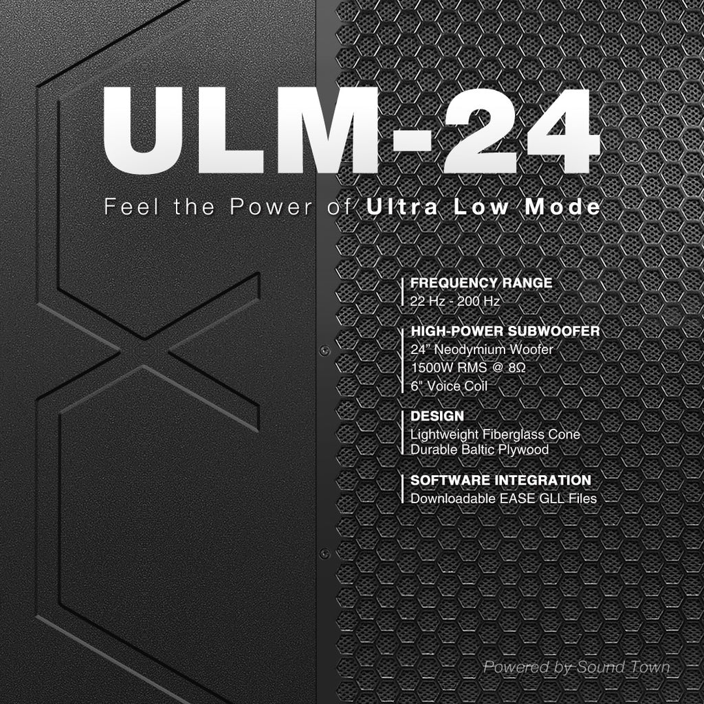 MODE Audio Powered by Sound Town ULM-24 | High Performance Subwoofer 1500W RMS with Neodymium LF Driver Folded Horn Design - Features and Specifications