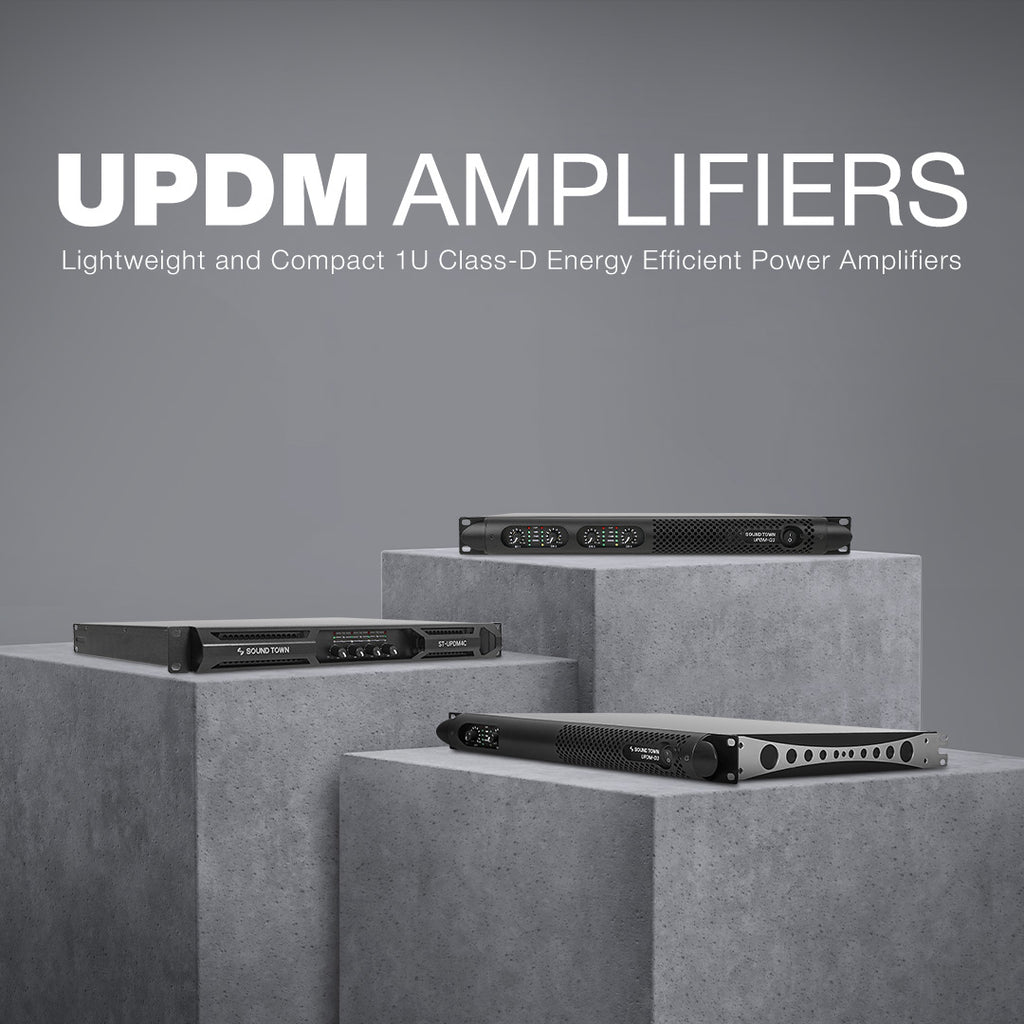 Sound Town UPDM Series Amplifiers | Lightweight and Compact Ultra-Low Consumption Energy Efficient Class-D 1U Power Amplifiers (ST-UPDM4C, UPDM-Q3, UPDM-D3)