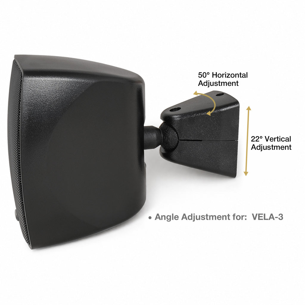 Sound Town VELA-3B-PAIR | VELA Series Pair of 3" Weatherproof IP55 Surface-Mount Speakers, 70V/100V/8Ω for Indoor and Outdoor Commercial Installations, Black - Adjustable Mounting Options