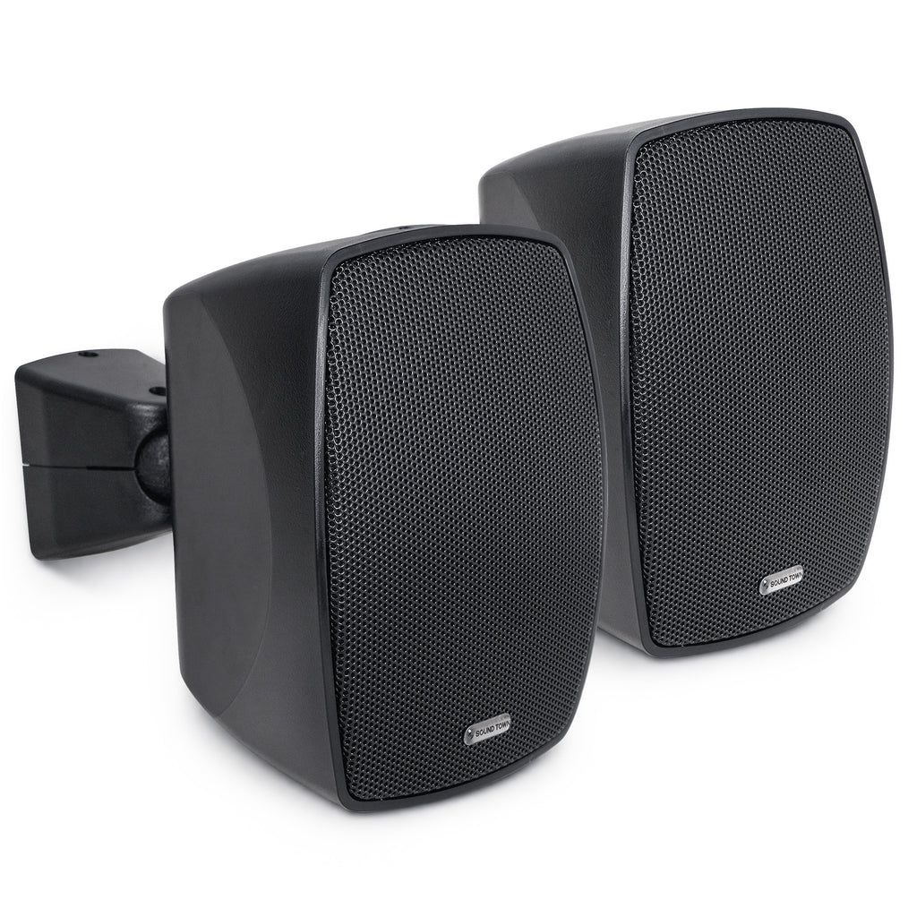 Sound Town VELA-3B-PAIR | VELA Series Pair of 3" Weatherproof IP55 Surface-Mount Speakers, 70V/100V/8Ω for Indoor and Outdoor Commercial Installations, Black - Right View
