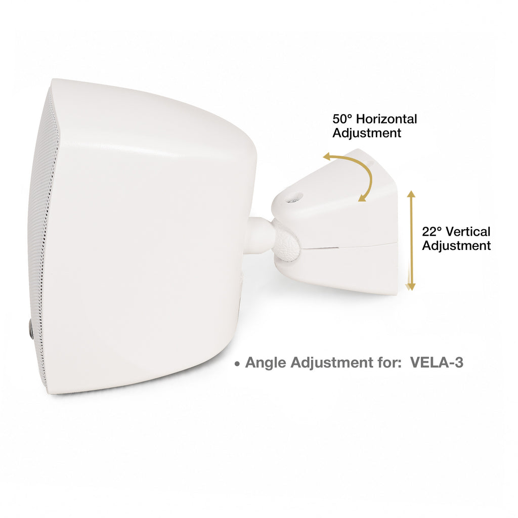 Sound Town VELA-3W-PAIR | VELA Series Pair of 3" Weatherproof IP55 Surface-Mount Speakers, 70V/100V/8Ω for Indoor and Outdoor Commercial Installations, White - Adjustable Mounting Options