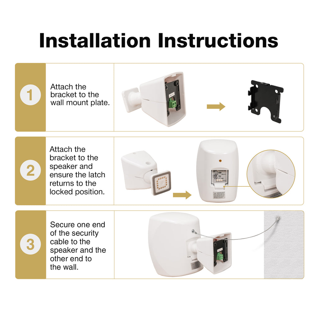Sound Town VELA-3W-PAIR | VELA Series Pair of 3" Weatherproof IP55 Surface-Mount Speakers, 70V/100V/8Ω for Indoor and Outdoor Commercial Installations, White - Installation Instructions