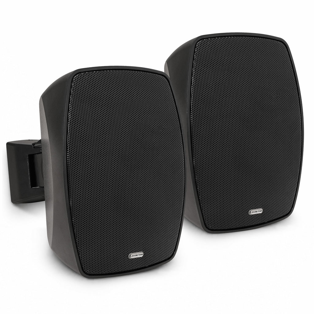 Sound Town VELA-4B-PAIR | VELA Series Pair of 4" Weatherproof IP55 Surface-Mount Speakers, 70V/100V/8Ω for Indoor and Outdoor Commercial Installations, Black - Right View