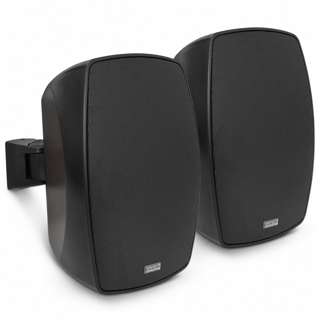 Sound Town VELA-6B-PAIR | VELA Series Pair of 6.5" Weatherproof IP55 Surface-Mount Speakers, 70V/100V/8Ω for Indoor and Outdoor Commercial Installations, Black - Right View