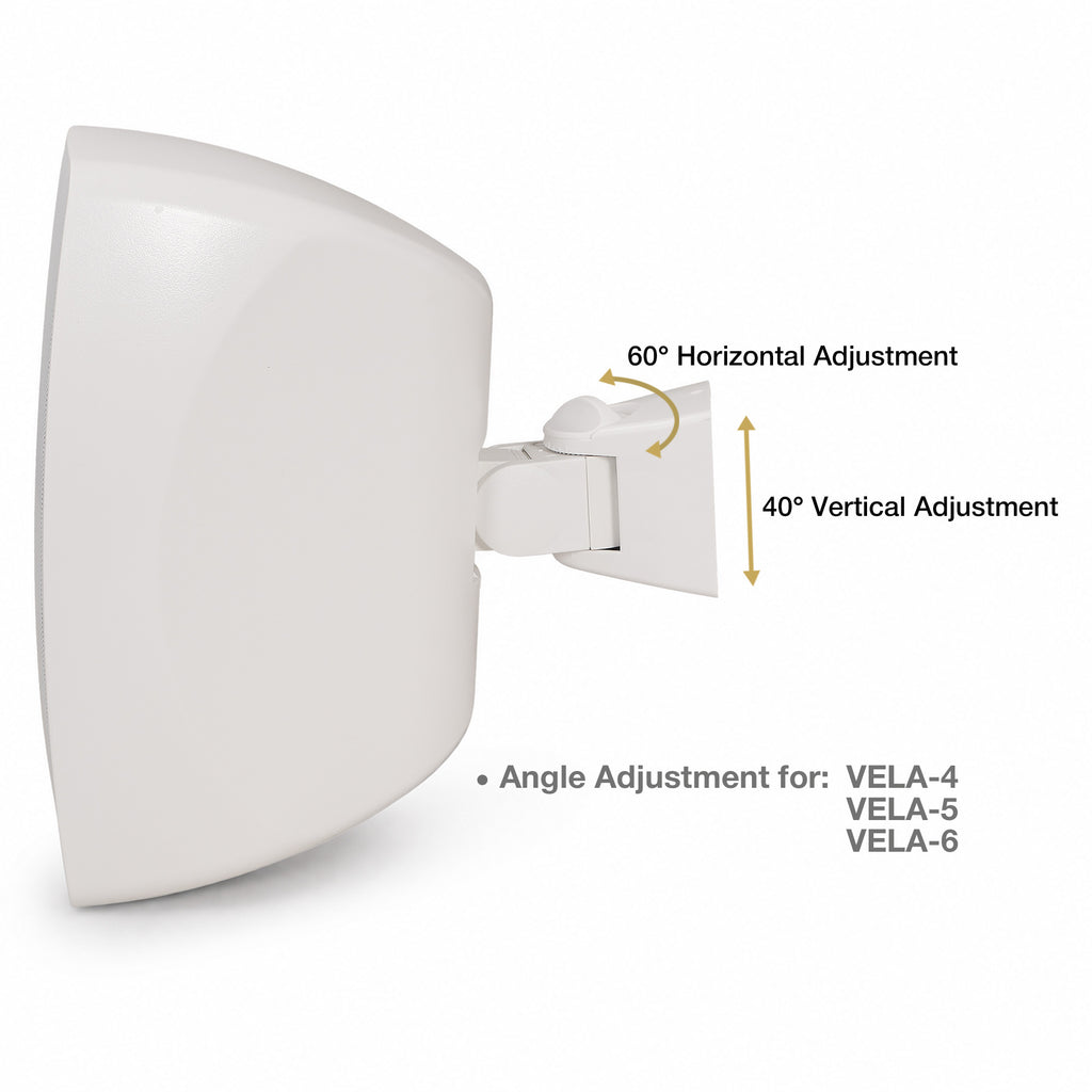 Sound Town VELA-6W-PAIR | VELA Series Pair of 6.5" Weatherproof IP55 Surface-Mount Speakers, 70V/100V/8Ω for Indoor and Outdoor Commercial Installations, White - Adjustable Mounting Options