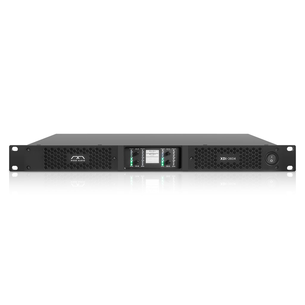Sound Town XDI-3604-R | REFURBISHED: Mode Audio High Power Density Class-D 4-Channel PA/DJ Power Amplifier, 4 x 3600W RMS at 4-ohm, with PFC Power, LED Screen - Front Panel