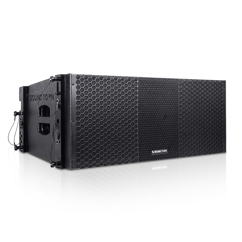 Sound Town Z210BPWX2-IFC | ZETHUS Series Dual 10" Powered Line Array Loudspeaker with Onboard DSP, Black - Right Panel