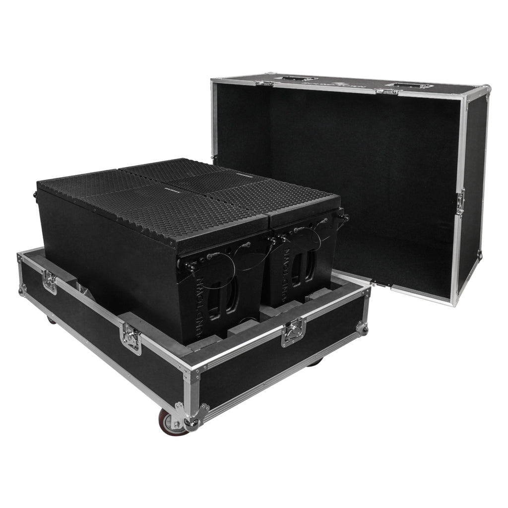 Sound Town Z210BPWX2-IFC | Pair of ZETHUS Series Dual 10-inch Powered Line Array Loudspeaker System w/ Flight Case, Black - Road Case