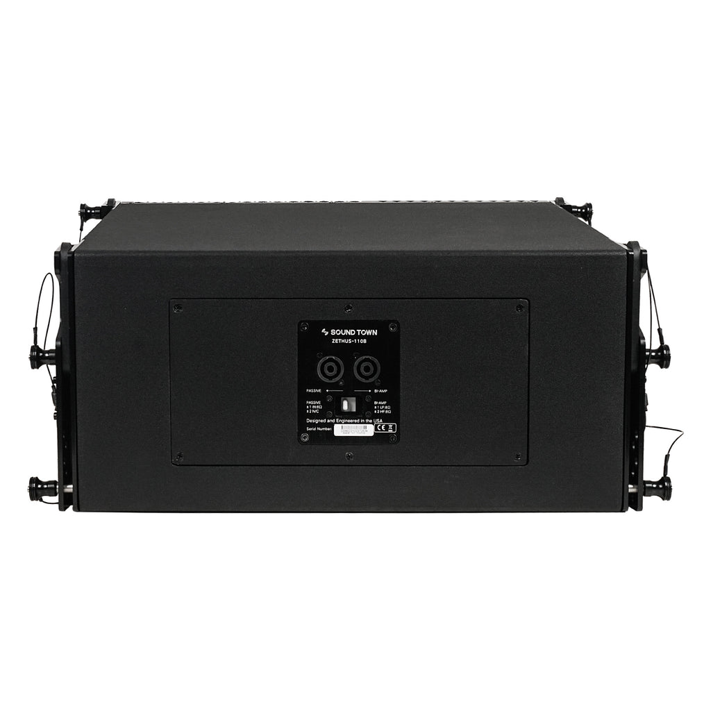 Sound Town ZETHUS-110-R ZETHUS Series 10” Two-Way Passive Line Array Loudspeaker System with Titanium Compression Driver, Full Range/Bi-amp Switchable, Black, Refurbished - Back Panel
