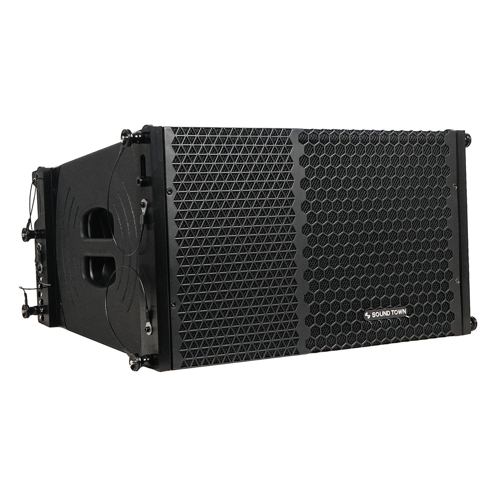 Sound Town ZETHUS-110-R ZETHUS Series 10” Two-Way Passive Line Array Loudspeaker System with Titanium Compression Driver, Full Range/Bi-amp Switchable, Black, Refurbished - Right Panel