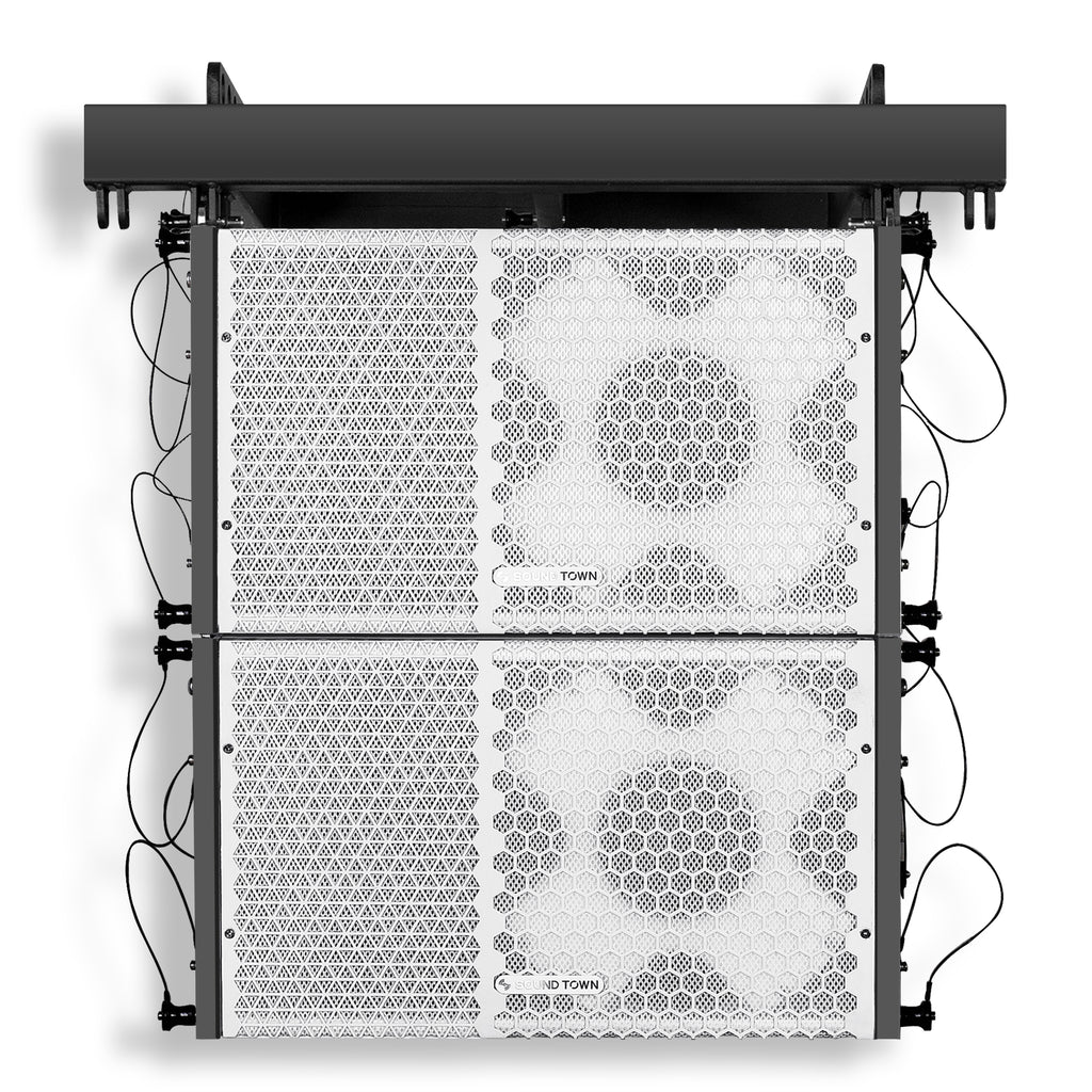 Sound Town ZETHUS-110WX2 | Pair of 10” Passive Two-Way Line Array Loudspeakers with Flying Frame, Full-Range/Bi-Amp Switchable, Birch Plywood, White