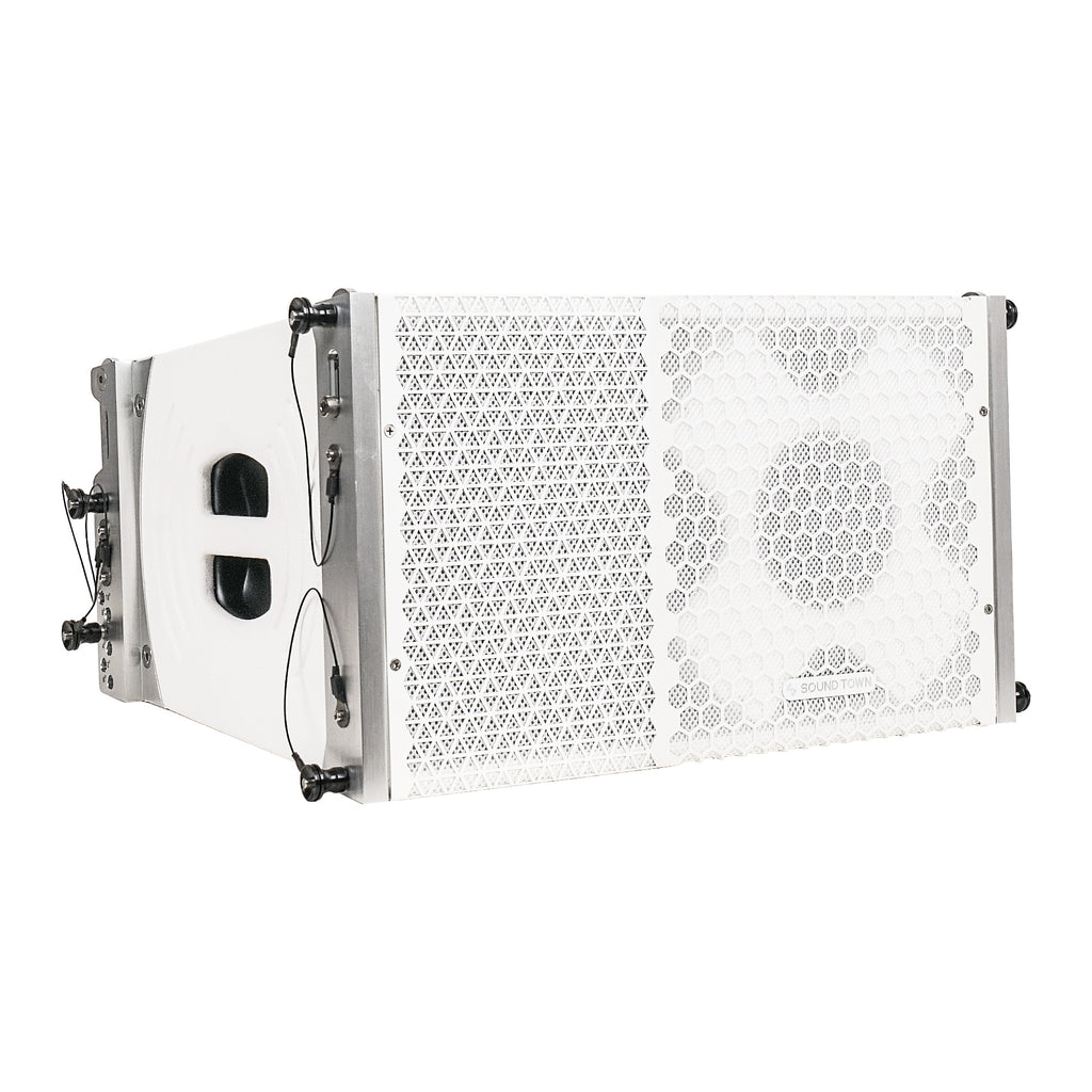 Sound Town ZETHUS-110WX4 ZETHUS Series 10" Passive Two-Way Line Array Loudspeaker System with Titanium Compression Driver, Full Range/Bi-amp Switchable, White - Right Panel