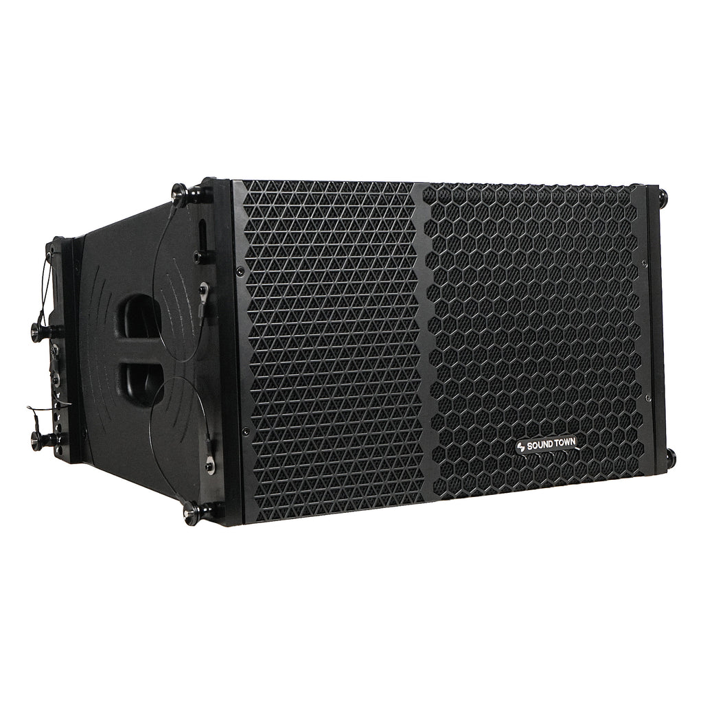Sound Town ZETHUS-110X2 ZETHUS Series 10” Two-Way Passive Line Array Loudspeaker System with Titanium Compression Driver, Full Range/Bi-amp Switchable, Black - Right Panel