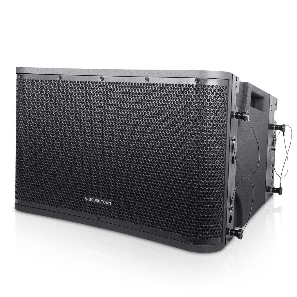 Sound Town ZETHUS-112B-2PAIRS ZETHUS Series 12" Two-Way Constant Curvature Line Array Loudspeaker System, Full-Range/Bi-amp Switchable, Black-Right View