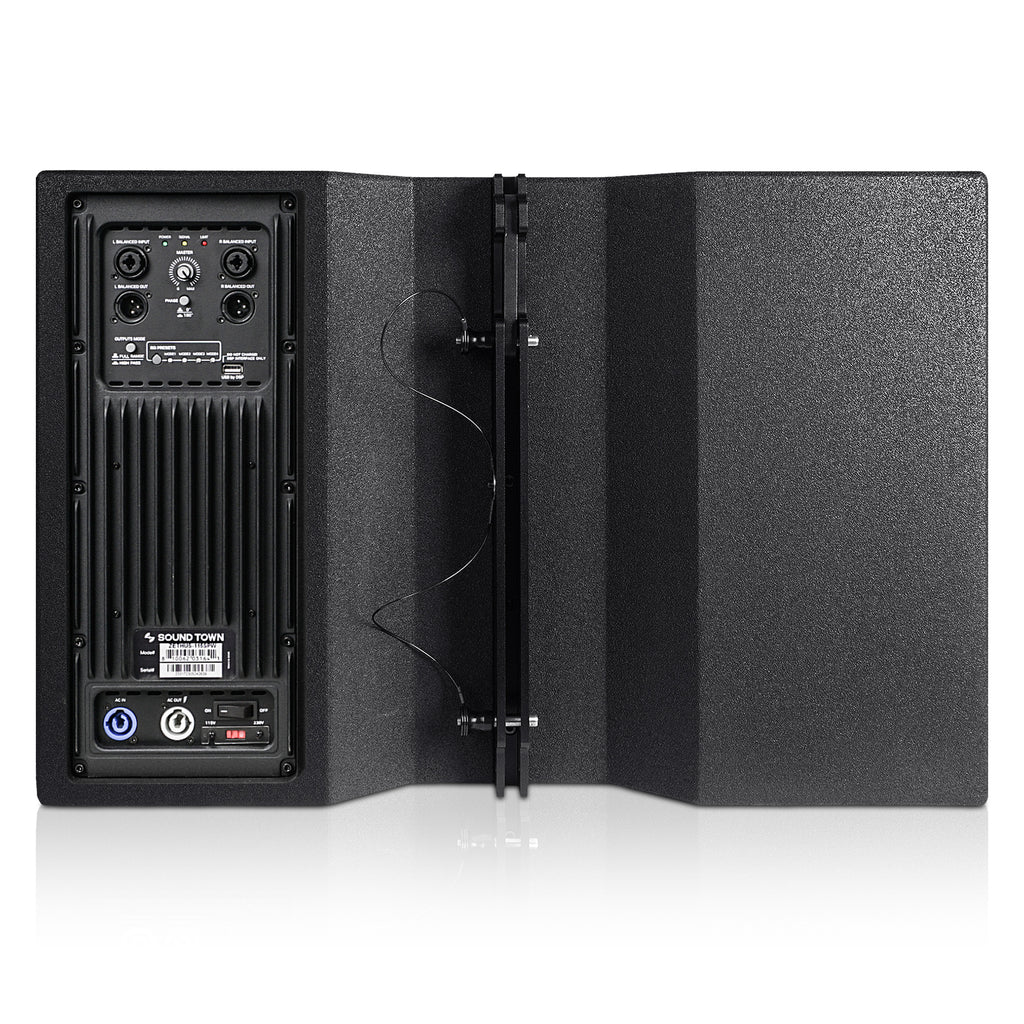 Sound Town Zethus Series Line Array Speaker System with One 15-inch Powered Line Array Subwoofer, Four Compact 2 x 5-Inch Line Array Speakers, Black