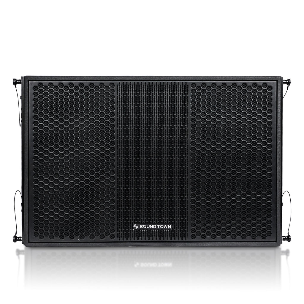 Sound Town ZETHUS-118SPW-R | REFURBISHED: ZETHUS Series 18” 1600W Powered Line Array Subwoofer with DSP, LPF, Black - Front Panel