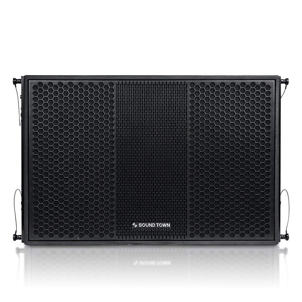 Sound Town ZETHUS-118SPW | ZETHUS Series 18” 1600W Powered Line Array Subwoofer with DSP, Black - Front Panel
