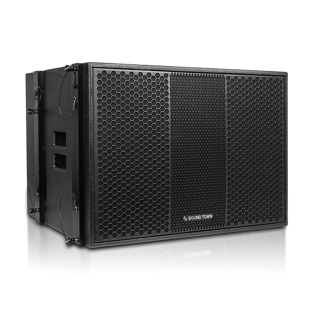 Sound Town ZETHUS-118SPW-R | REFURBISHED:  ZETHUS Series 18” 1600W Powered Line Array Subwoofer with DSP, LPF, Black - Right Panel