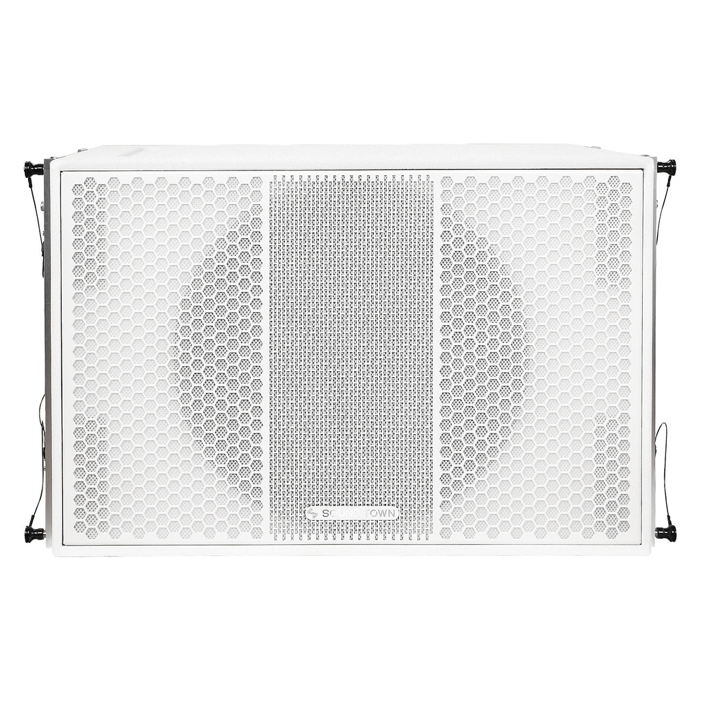 Sound Town ZETHUS-118SWPW | ZETHUS Series 18” 1600W Powered Line Array Subwoofer with DSP, White - Front View 