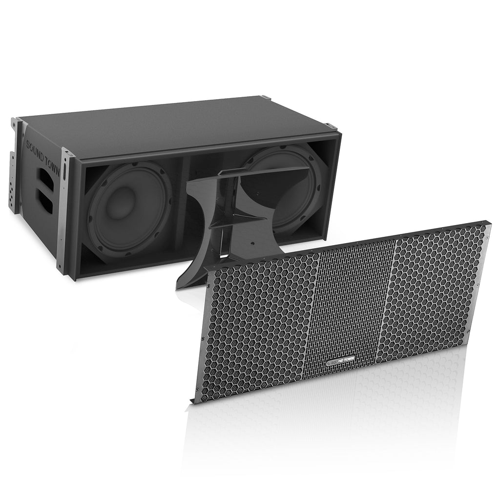 Sound Town ZETHUS-210BPW-PAIR | ZETHUS Series Pair of Dual 10-inch Powered Line Array Loudspeaker System w/ Onboard DSP, Black - 3D Model