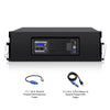 Sound Town ZETHUS-210BPW-PAIR | ZETHUS Series Pair of Dual 10-inch Powered Line Array Loudspeaker System w/ Onboard DSP, Black - Back Panel with Neutrik PowerCON Extension Cable and 3-Pin Edison to Neutrik PowerCON Cable