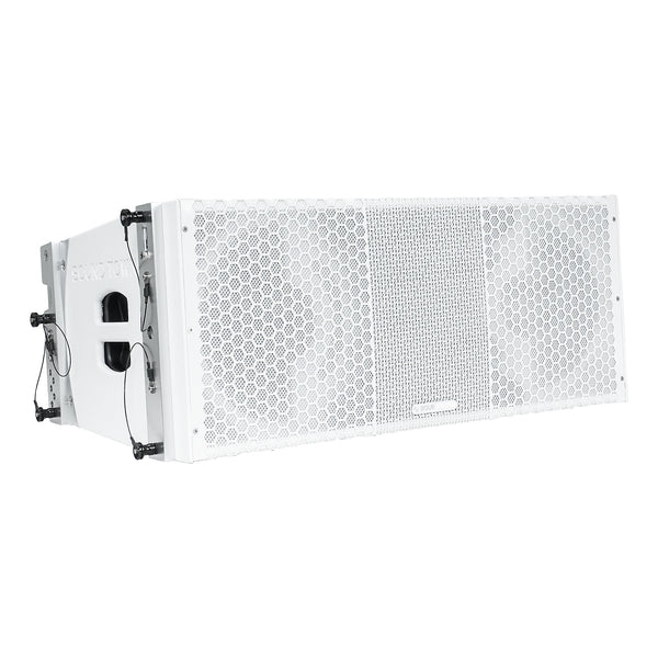Sound Town ZETHUS-210WPW | ZETHUS Series 1100W Dual 10" Powered Full-Range Line Array Loudspeaker with DSP, White - Right Angle 