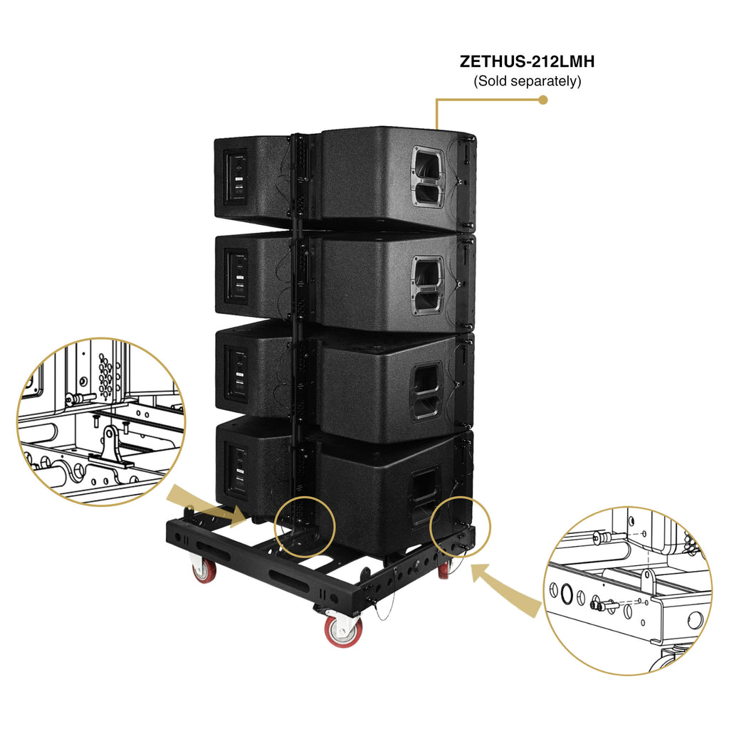 Sound Town ZETHUS-212FF | ZETHUS Series Flying Frame for ZETHUS-212LMH Line Array Speakers, Caster Transport Frame, Multi-Functional Design - Rigging Hardware