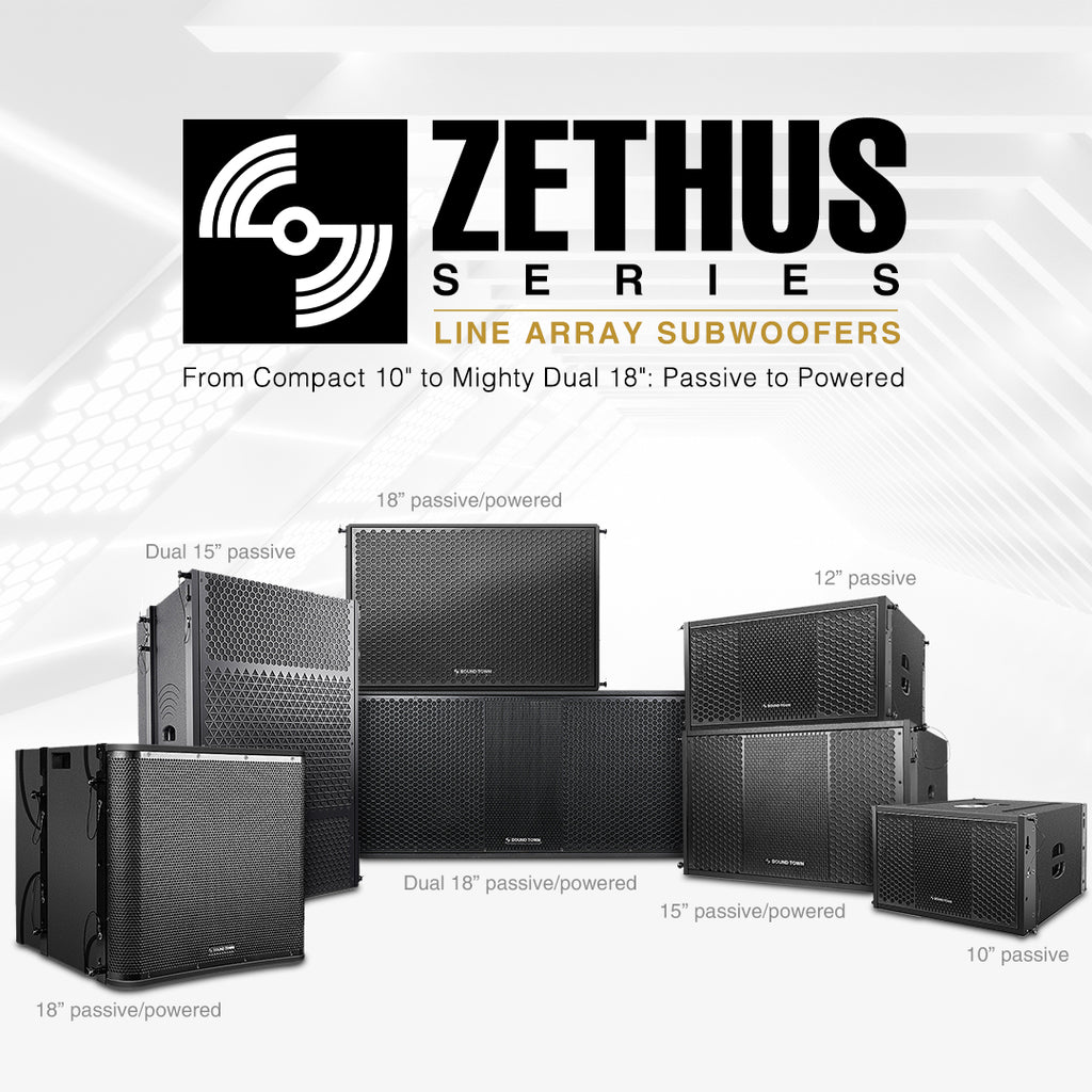 Sound Town ZETHUS-218SPW ZETHUS Series Passive and Active Versatile and Durable Line Array Subwoofers with Flexible Mounting Options and Outstanding Sound Quality