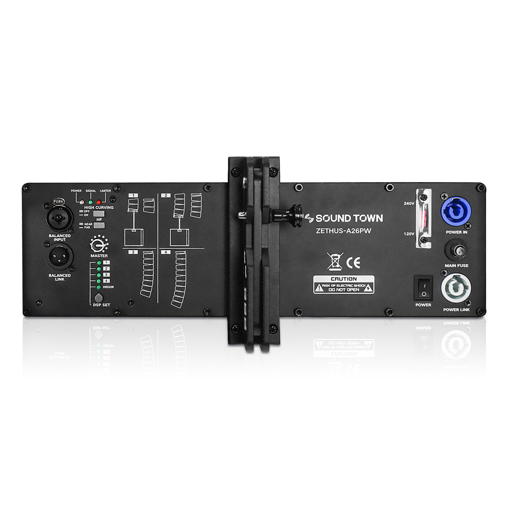 Sound Town ZETHUS-A26PW-R | REFURBISHED: Dual 6.5" Powered Line Array Speaker w/ Class-D Amplifier, 4 Selectable DSP Modes, Black - Plate Amp Module STPA-A26